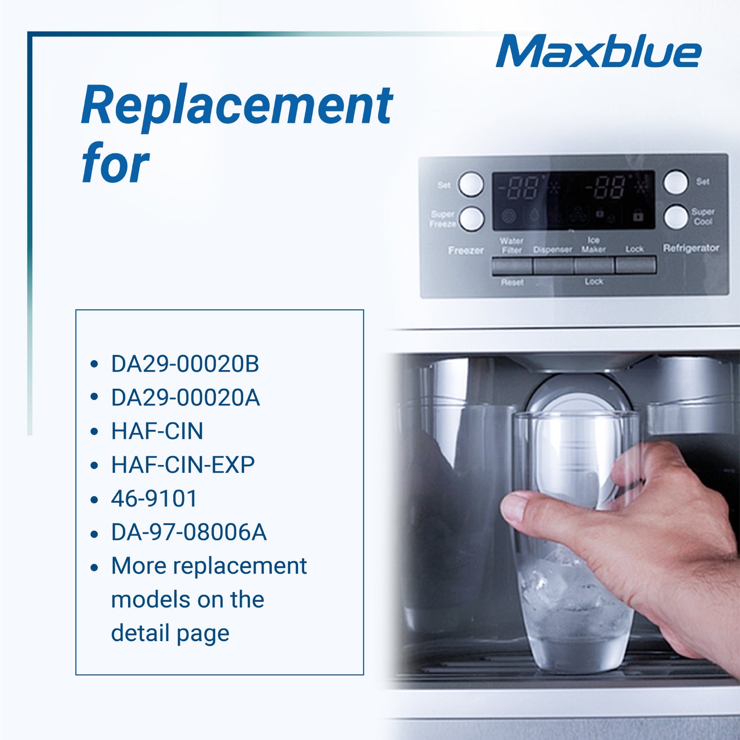 Maxblue DA29-00020B Refrigerator Water Filter Replacement for Samsung DA29-00020B, HAF-CIN