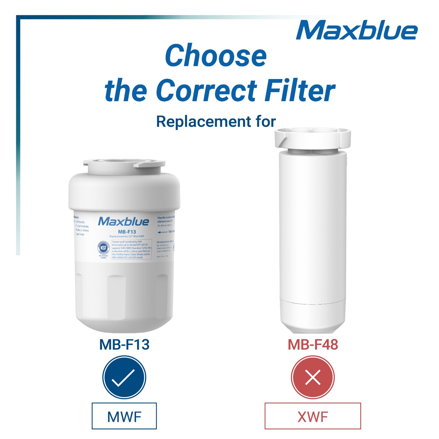 Maxblue MWF Refrigerator Water Filter Replacement for GE® MWF