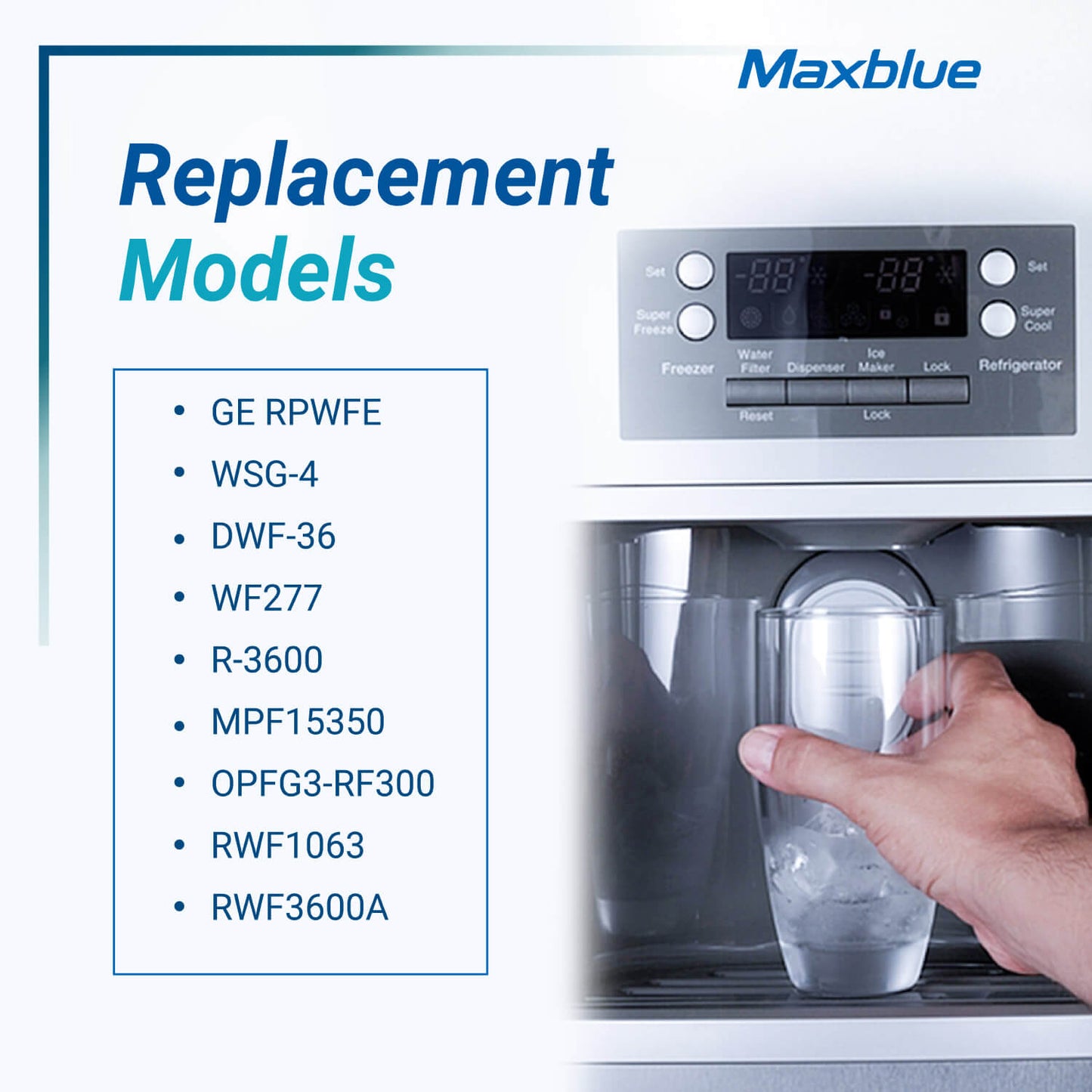 Maxblue RPWFE (with CHIP) Refrigerator Water Filter Replacement for GE® RPWFE